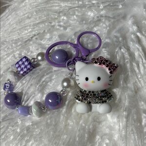 Hello Kitty Sparkling Purple and White Purse or Key Charm